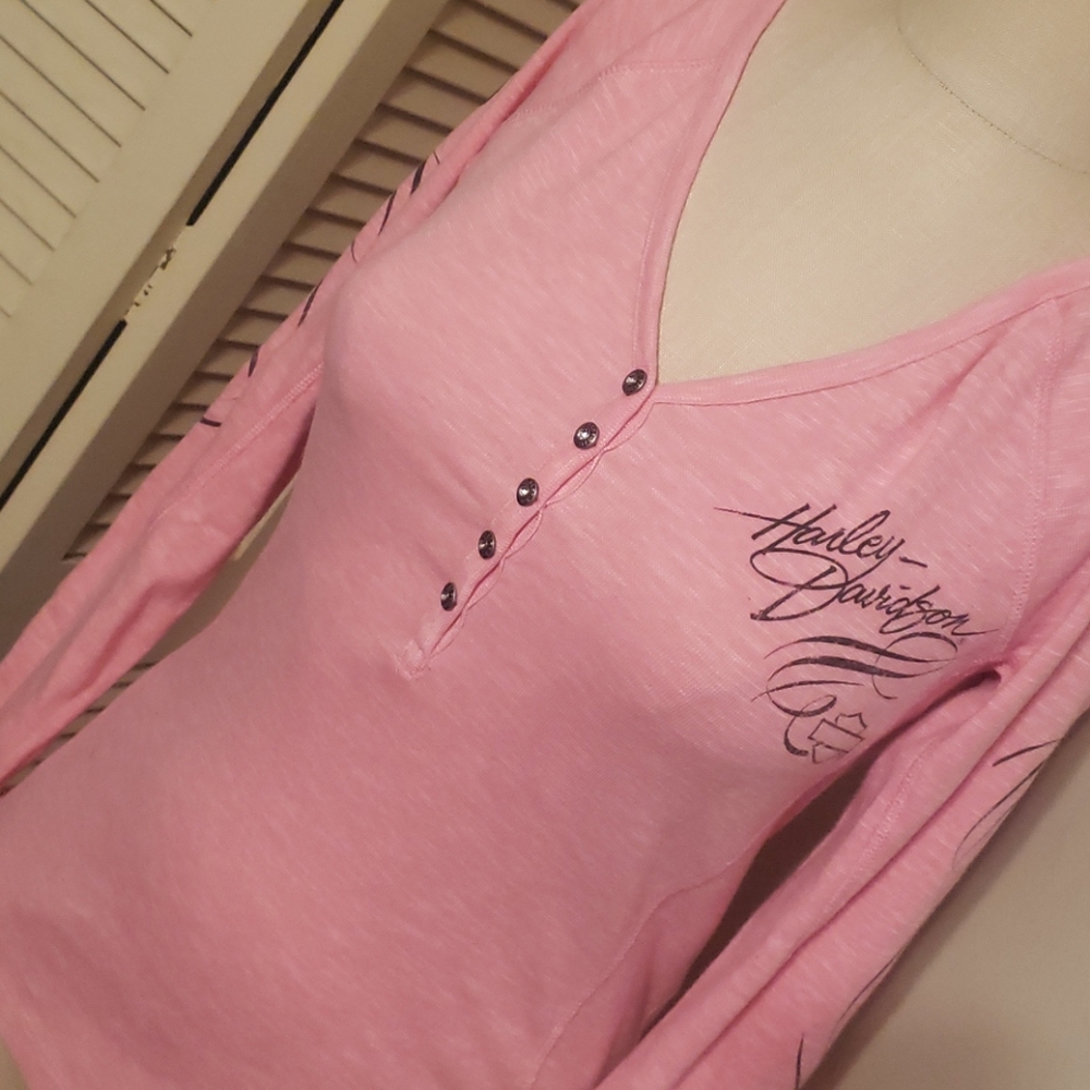 Harley davidson breast cancer awareness long sleev